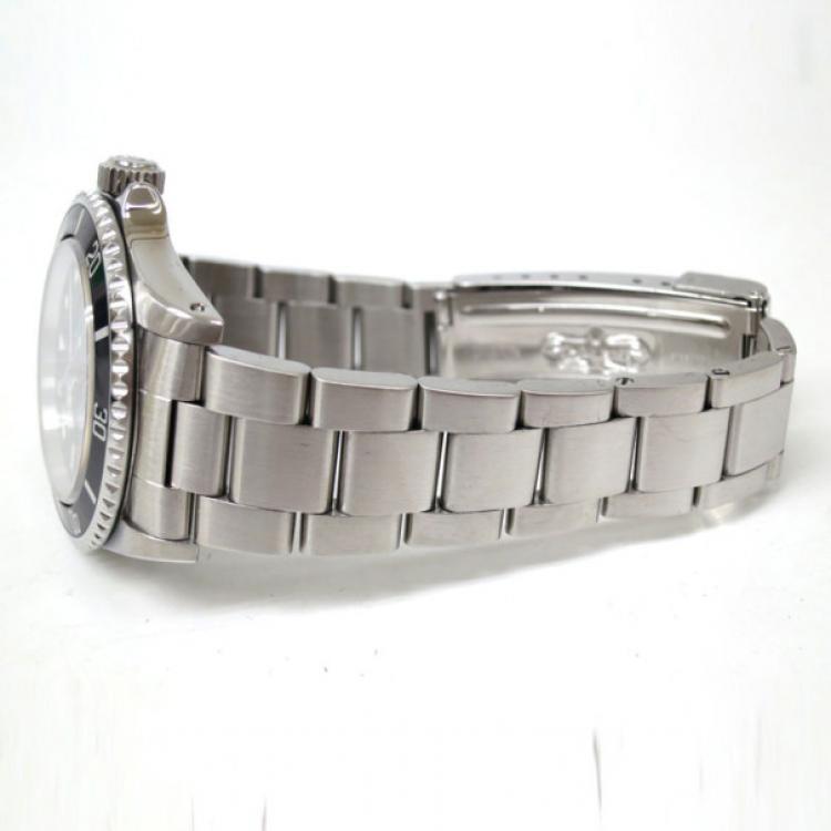 Pre Owned Rolex Submariner Non Date Wristwatch Black Silver Mens 