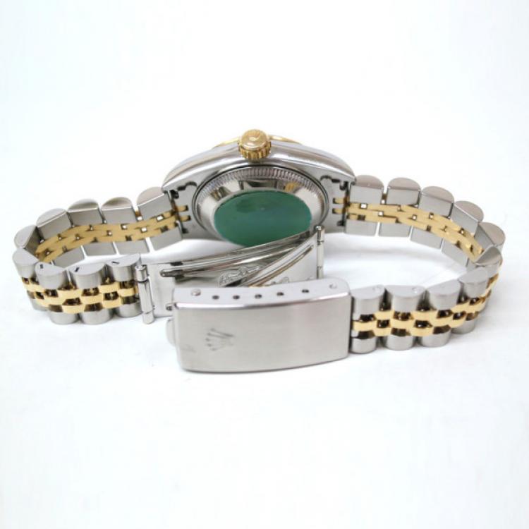 Pre Owned Rolex Date Just 10P Wristwatch SS YG Blue Gradation Ladies