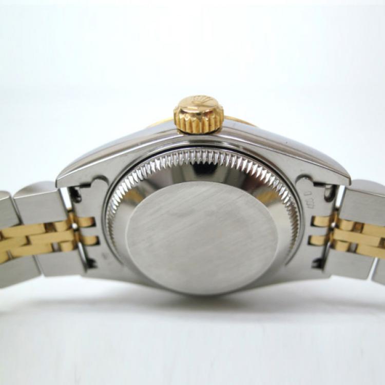 Pre Owned Rolex Date Just 10P Wristwatch SS YG Blue Gradation Ladies