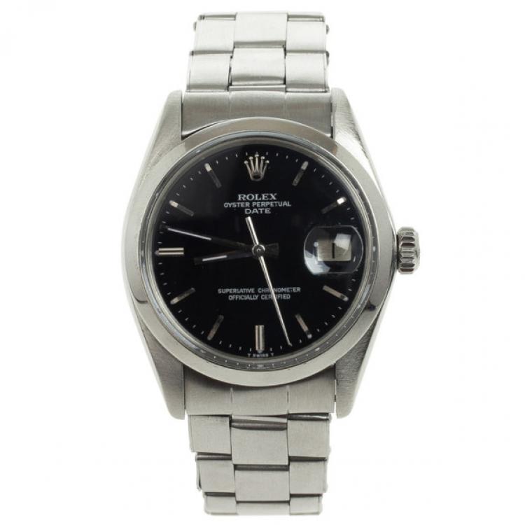 مملوكة مسبقًا Rolex Datejust Stainless Steel Black Mens Wristwatch 36 MM