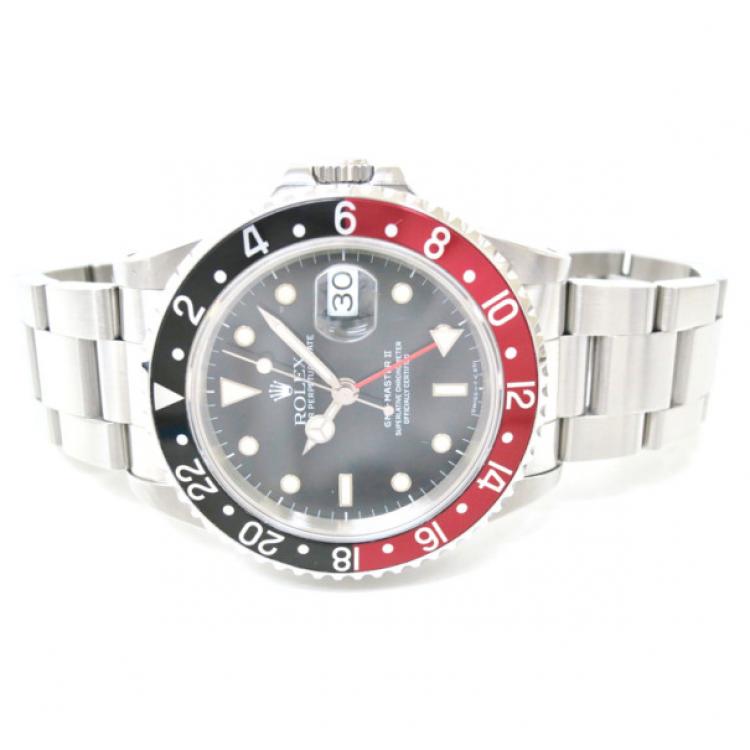 Pre Owned Rolex GMT Master II Mens Wristwatch SS Black 40 MM