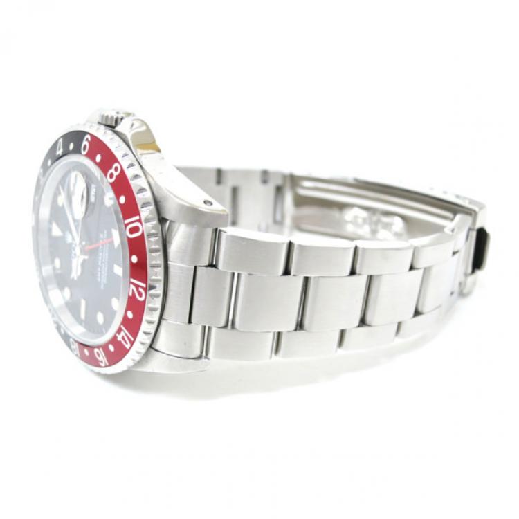 Pre Owned Rolex GMT Master II Mens Wristwatch SS Black 40 MM