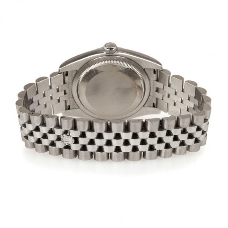 Pre Owned Rolex Datejust Blue Jubilee With Diamonds SS Mens Wristwatch 36 MM