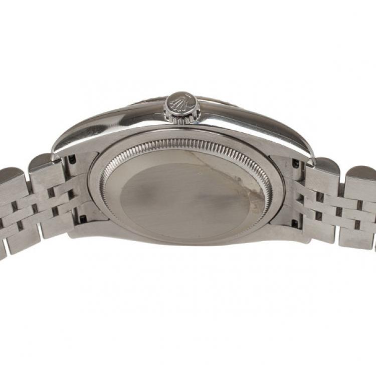 Pre Owned Rolex Datejust Blue Jubilee With Diamonds SS Mens Wristwatch 36 MM