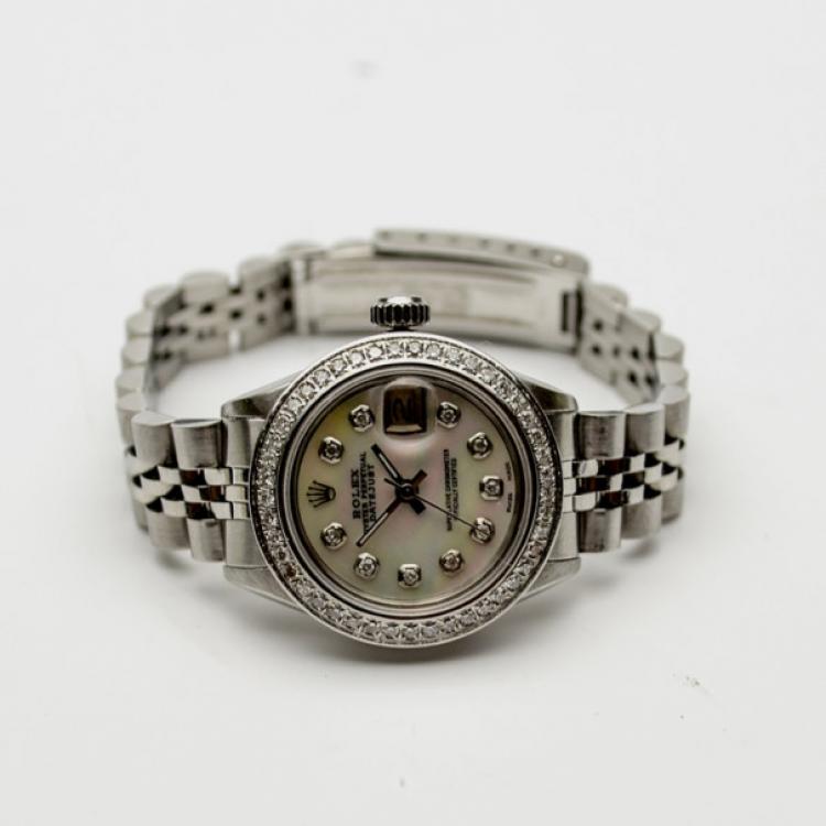 Pre Owned Rolex Datejust MOP Diamond Womens Wristwatch 26 MM