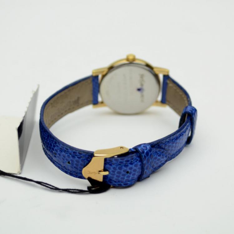 Pre Owned Yves Saint Laurent Gold Plated Blue Classic Collection Ladies Wristwatch