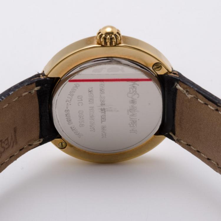 Pre Owned Yves Saint Laurent Gold Plated Two Toned Dial Ladies Wristwatch