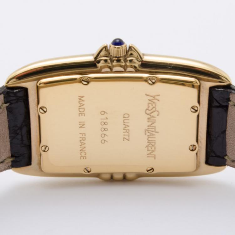 Pre Owned Yves Saint Laurent Gold Plated Rectangular Ladies Wristwatch