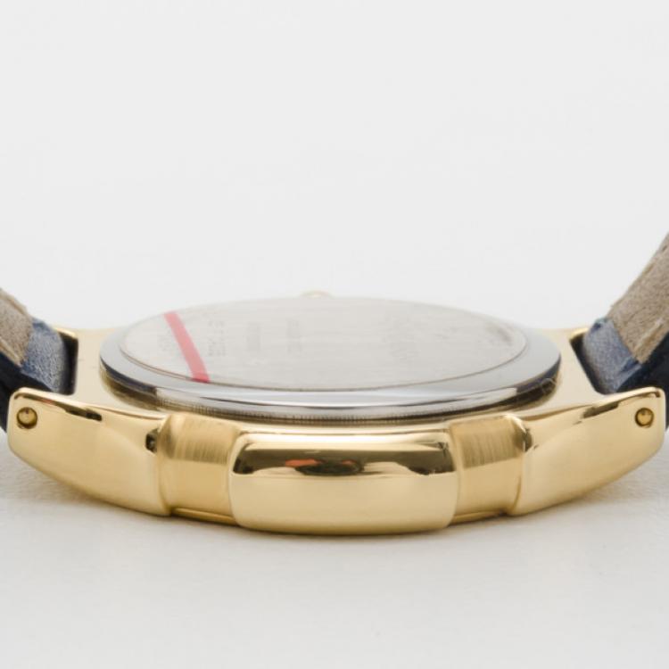 Pre Owned Yves Saint Laurent Date Gold Plated Classic Collection Unisex Wristwatch