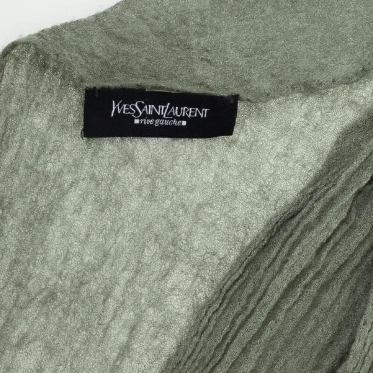 Pre Owned Yves Saint Laurent Grey Cashmere & Silk Scarf