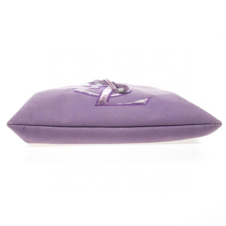 Pre Owned Saint Laurent Paris Purple Canvas Signature Tote