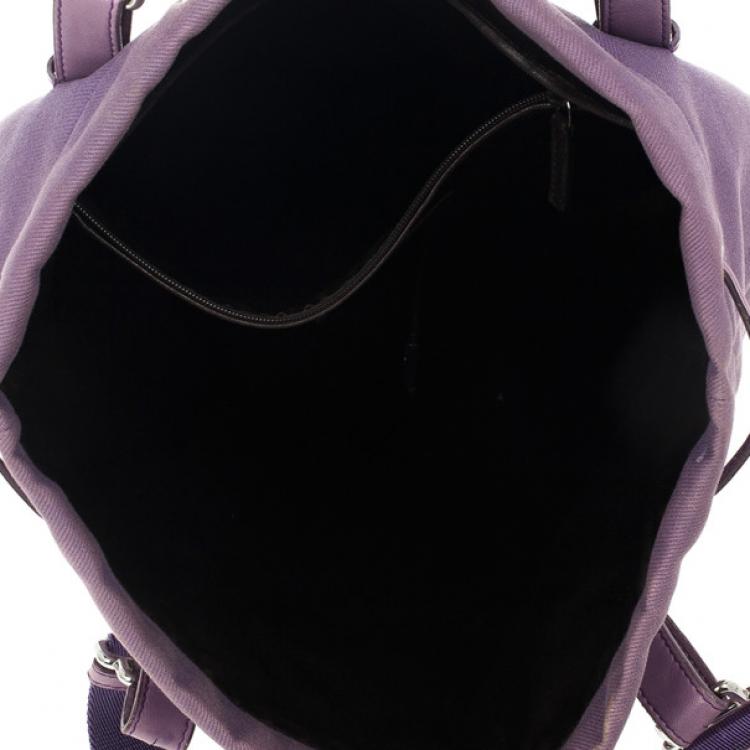 Pre Owned Saint Laurent Paris Purple Canvas Signature Tote