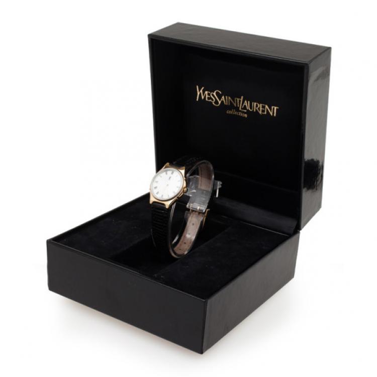 Pre Owned Yves Saint Laurent SS Leather Womens Wristwatch 26 MM