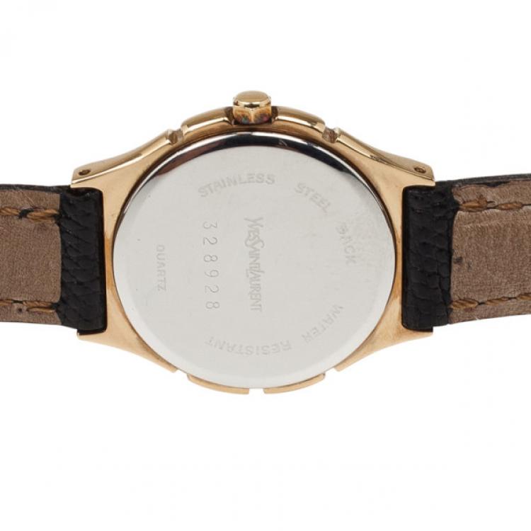مملوكة مسبقًا Yves Saint Laurent SS Leather Womens Wristwatch 26 MM