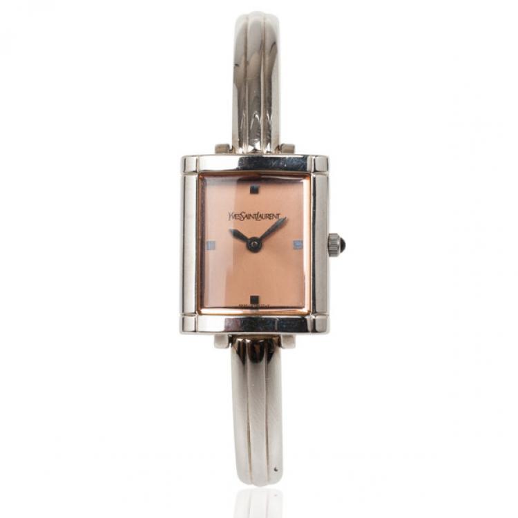 مملوكة مسبقًا Saint Laurent Paris Bangle SS Womens Wristwatch 20 MM