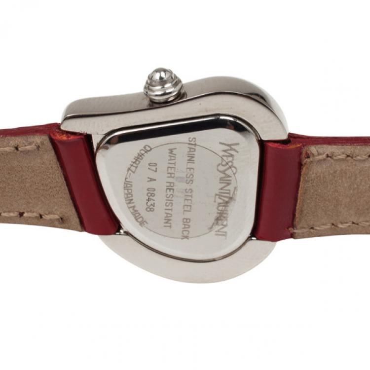 مملوكة مسبقًا Saint Laurent Paris Heart SS Leather Womens Watch 26 MM