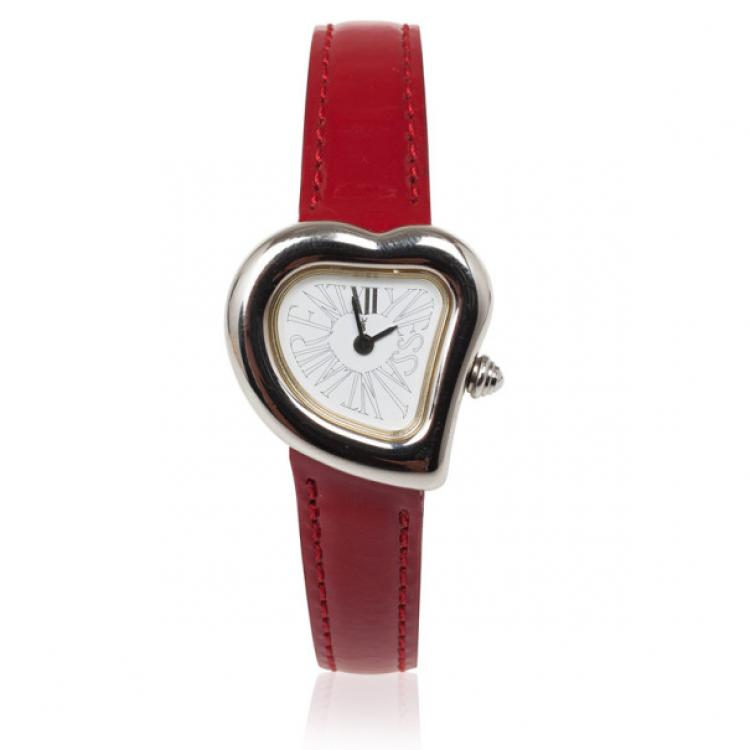 مملوكة مسبقًا Saint Laurent Paris Heart SS Leather Womens Watch 26 MM