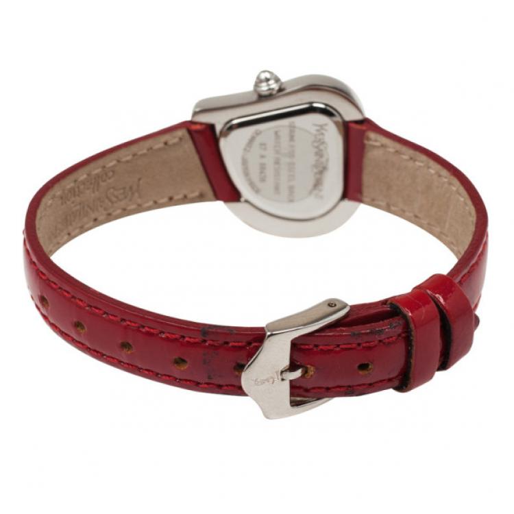 مملوكة مسبقًا Saint Laurent Paris Heart SS Leather Womens Watch 26 MM