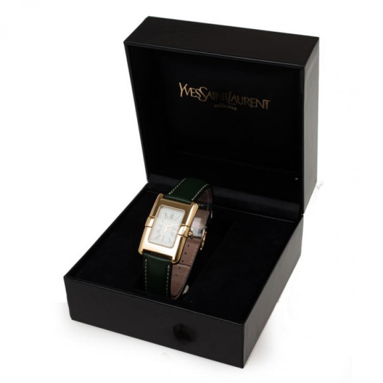 Pre Owned Saint Laurent Paris Rectangular SS Womens Wristwatch 30 MM