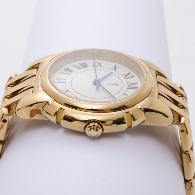 Pre Owned Yves Saint Laurent Gold Plated Swiss Made Unisex Watch