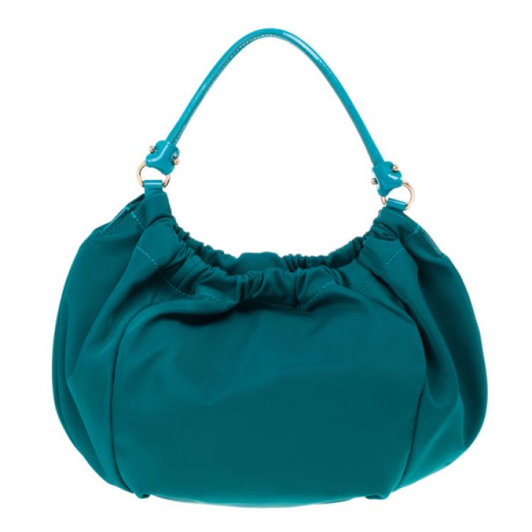 Pre Owned Salvatore Ferragamo Green Nylon Hobo