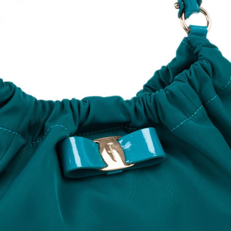 Pre Owned Salvatore Ferragamo Green Nylon Hobo