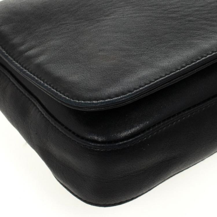 Pre Owned Salvatore Ferragamo Black Leather Chain Shoulder Bag