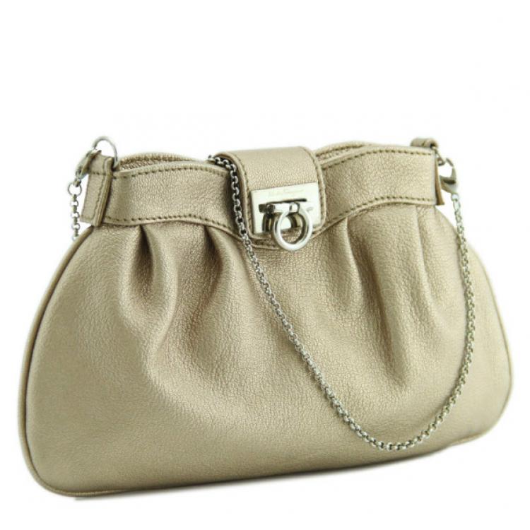 Pre Owned Salvatore Ferragamo Mini Gold Shoulder bag
