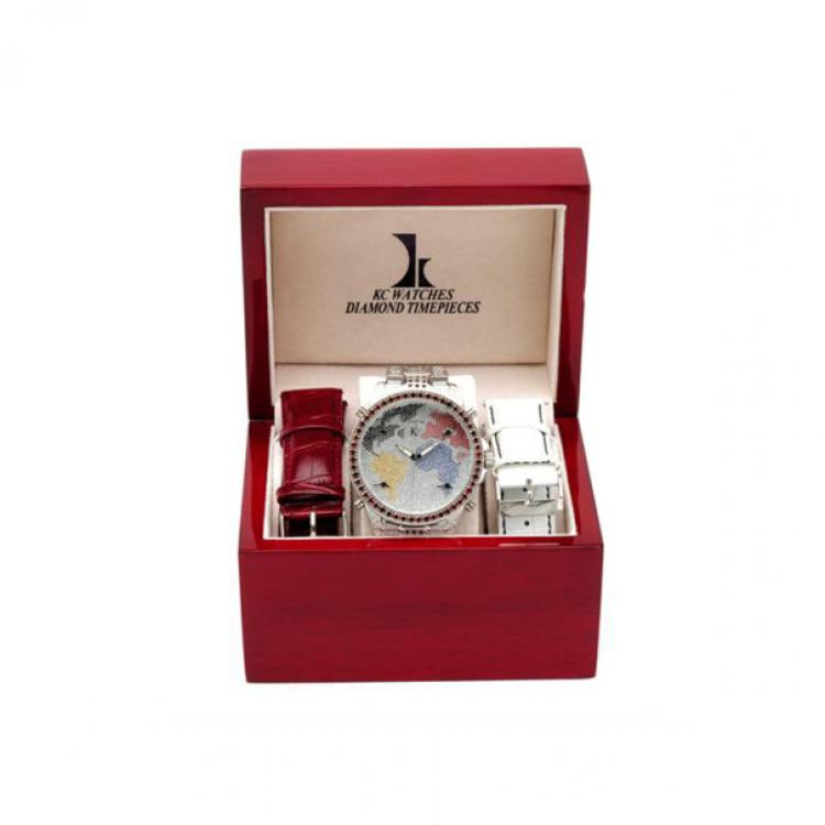 Pre Owned Techno Com Multicolor Diamond Mens Wristwatch