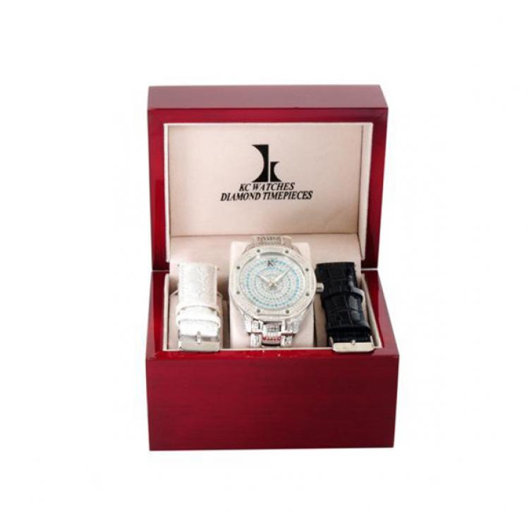 Pre Owned Techno Com Silver Diamond Mens Watch 