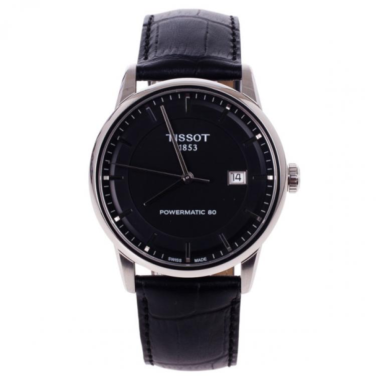 Pre Owned Tissot Black Stainless Steel Powermatic 80 Men's Wristwatch 41MM
