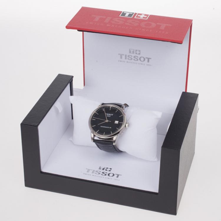 Pre Owned Tissot Black Stainless Steel Powermatic 80 Men's Wristwatch 41MM