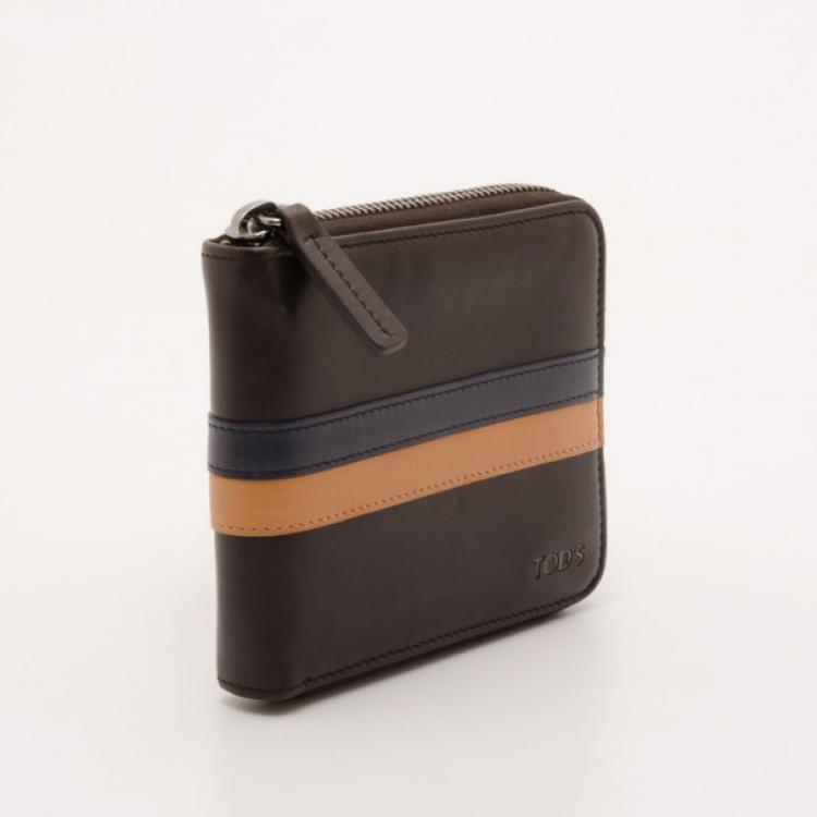 Pre Owned Tod's Navy Striped Wallet