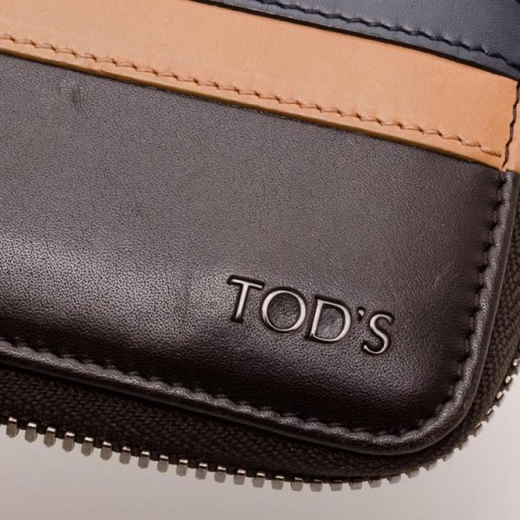 Pre Owned Tod's Navy Striped Wallet
