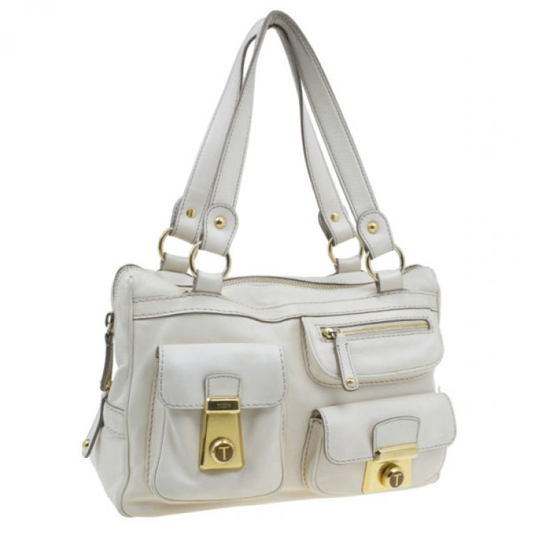 Pre Owned Tod's Cream Tracolla Media Tote