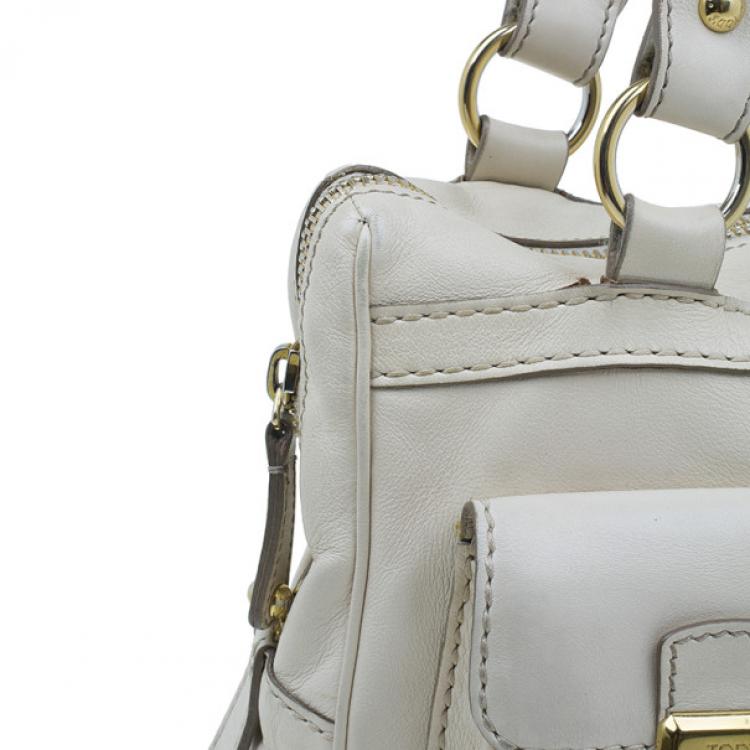 Pre Owned Tod's Cream Tracolla Media Tote