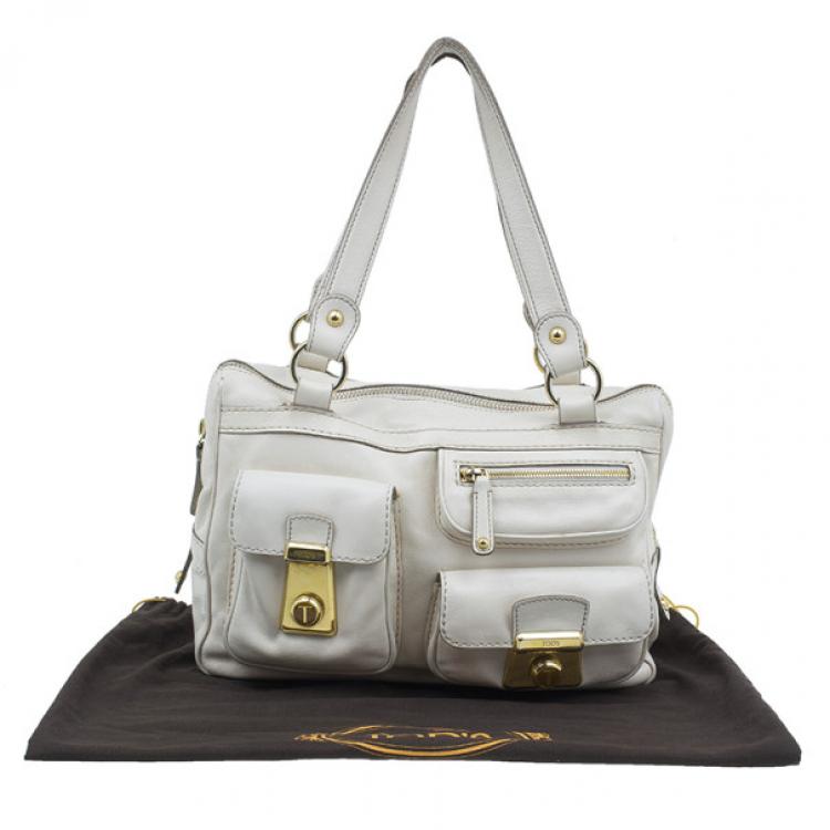 Pre Owned Tod's Cream Tracolla Media Tote