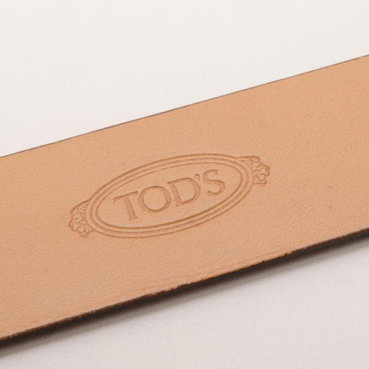 Pre Owned Tod's Brown Leather T Buckle Belt
