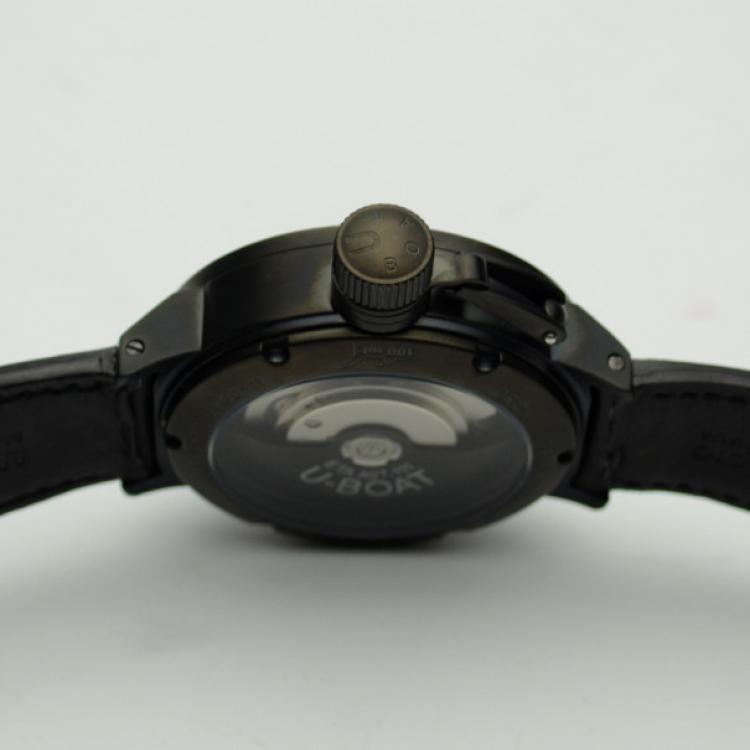 Pre Owned U-Boat Black FlightDeck SS Mens Wristwatch 50 MM