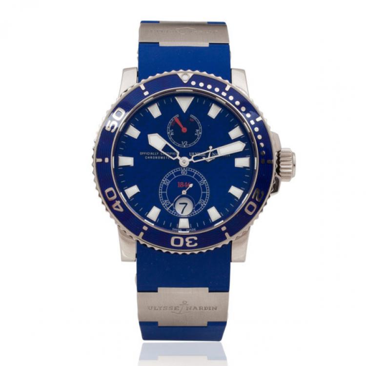 Pre Owned Ulysse Nardin Sport Power Reserve 18K White Gold Rubber Mens Wristwatch 44 MM