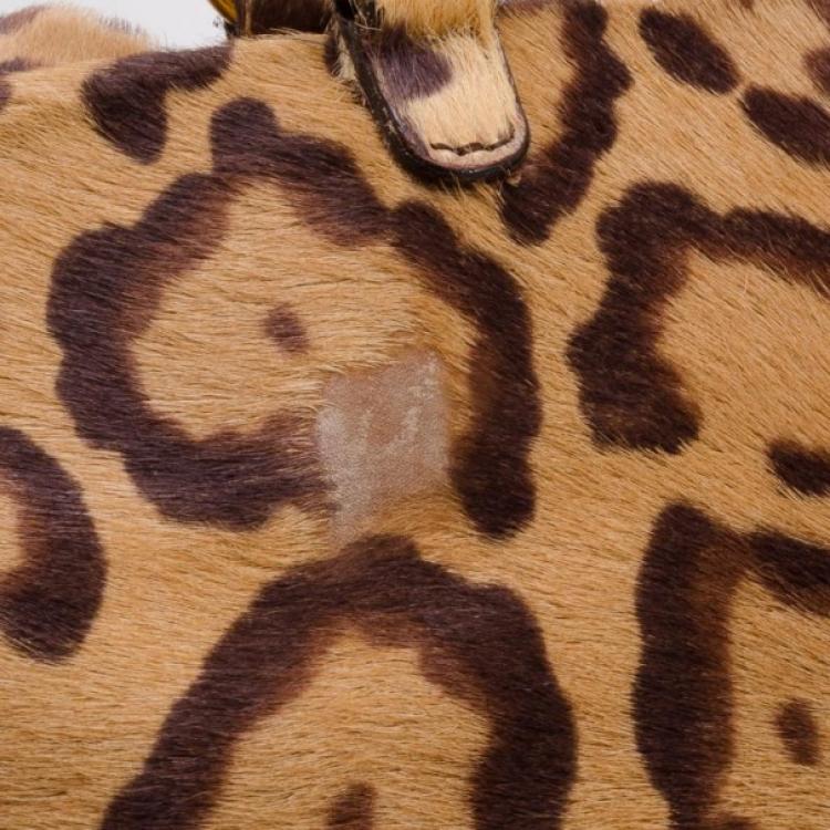 Pre Owned Valentino Calf Hair Leopard Bow Tote