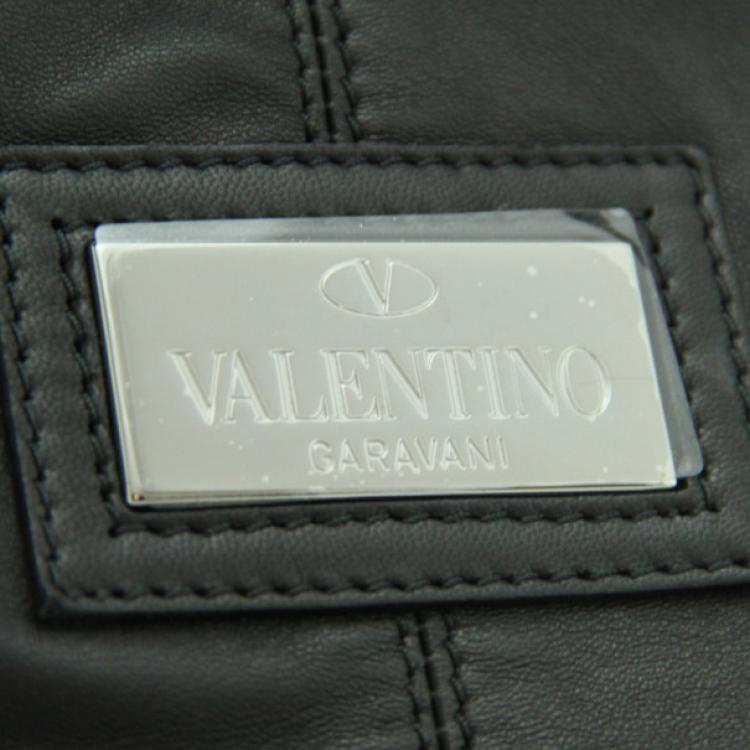 Pre Owned Valentino Black Petal Leather Hobo Bag 