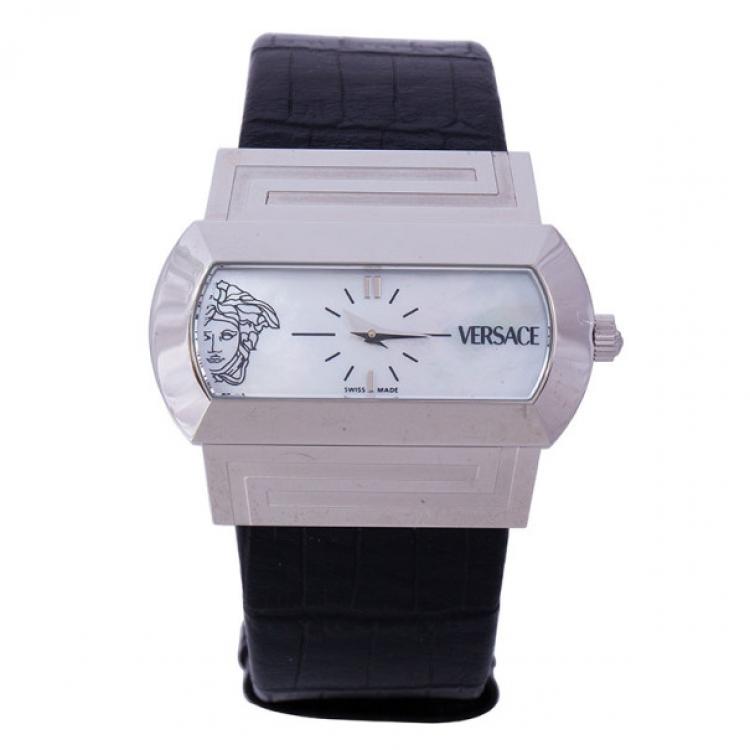 Pre Owned Versace Mother of Pearl Stainless Steel PS91990 Men's Wristwatch 40MM