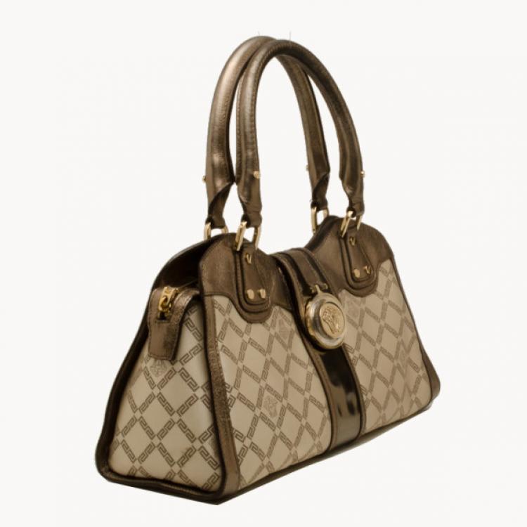 مملوكة مسبقًا Versace Silver White Monogram Satchel