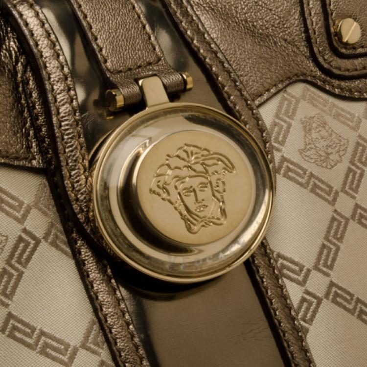 مملوكة مسبقًا Versace Silver White Monogram Satchel
