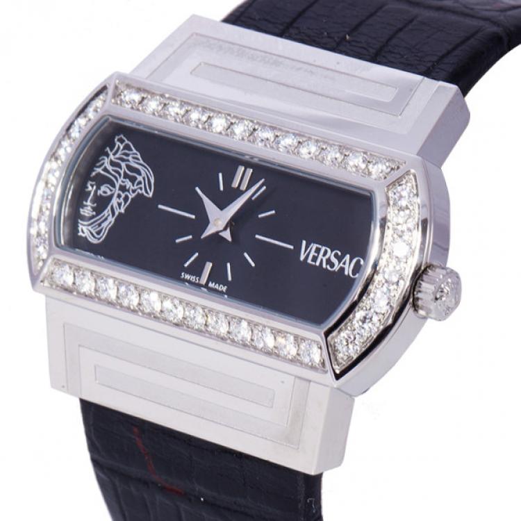 Pre Owned Versace Black Stainless Steel PS91990 Men's Wristwatch 40MM