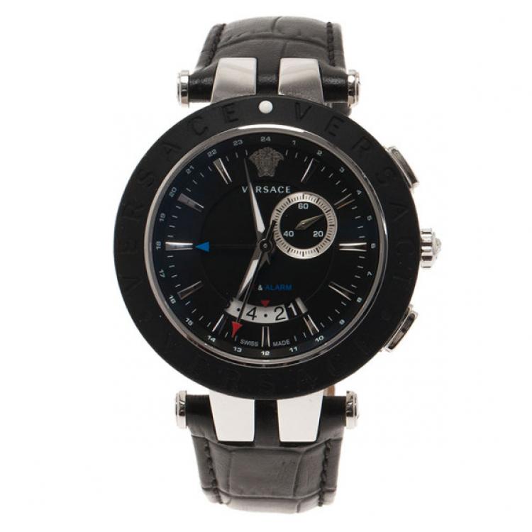 Pre Owned Versace Black Stainless Steel and Rubber V Race 29 G Men's Wristwatch 45MM