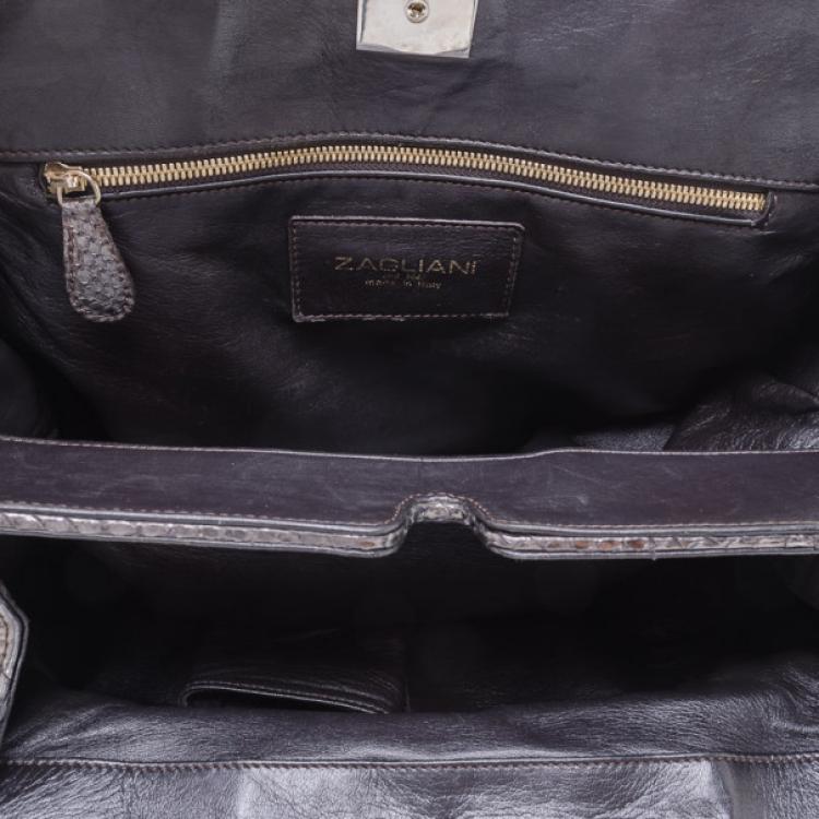 Pre Owned Zagliani Metallic Python Puffy Handbag  