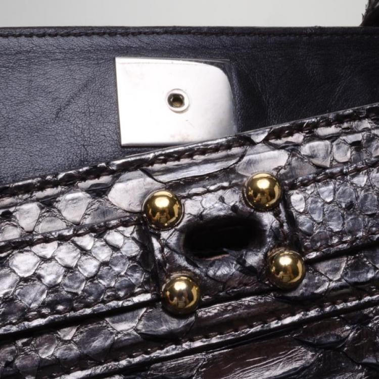 Pre Owned Zagliani Metallic Python Puffy Handbag  