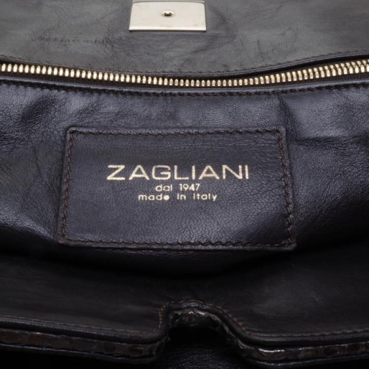Pre Owned Zagliani Metallic Python Puffy Handbag  